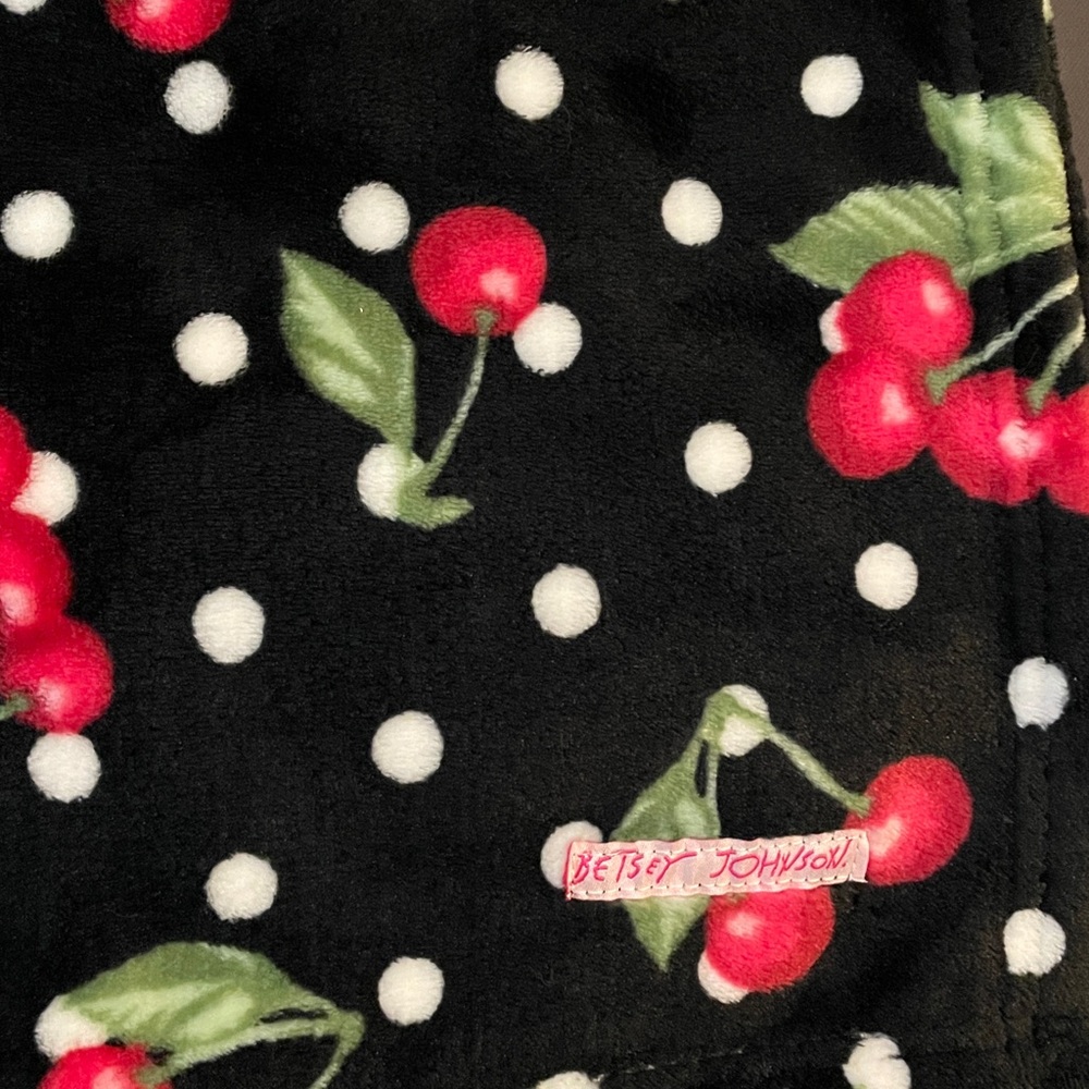 Betsey Johnson Cherry Dot Plush Throw Blanket